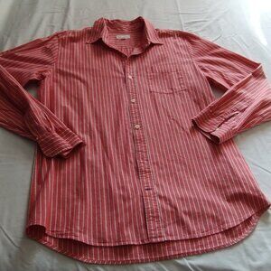 GAP Dark Pink/White STRIPE Long Sleeve BUTTON Down Shirt Sz LARGE (Men's)